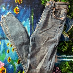 Zara Womens High Rise Ripped Skinny Jean